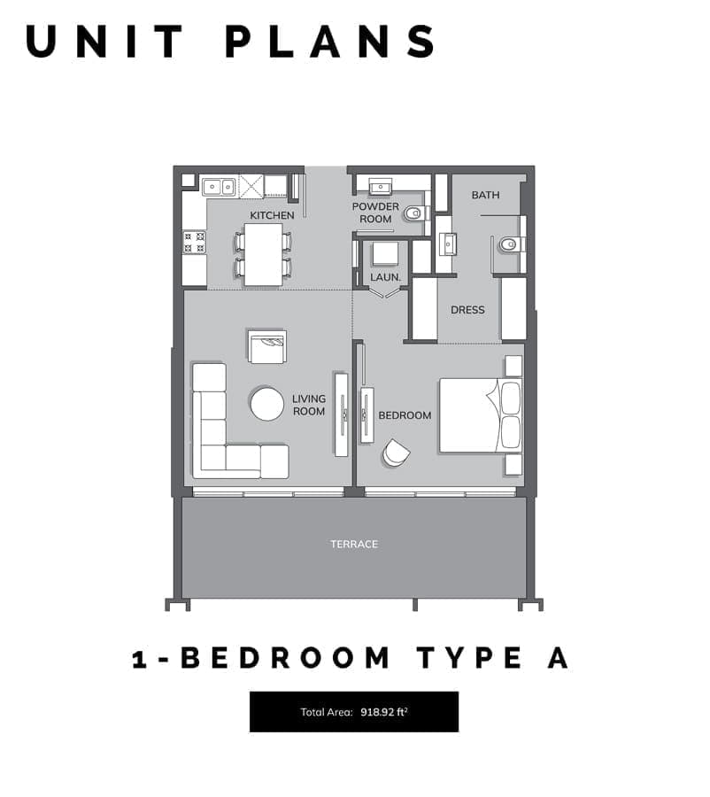 Vista 1 Bedroom Apartment Type A Floor Plan