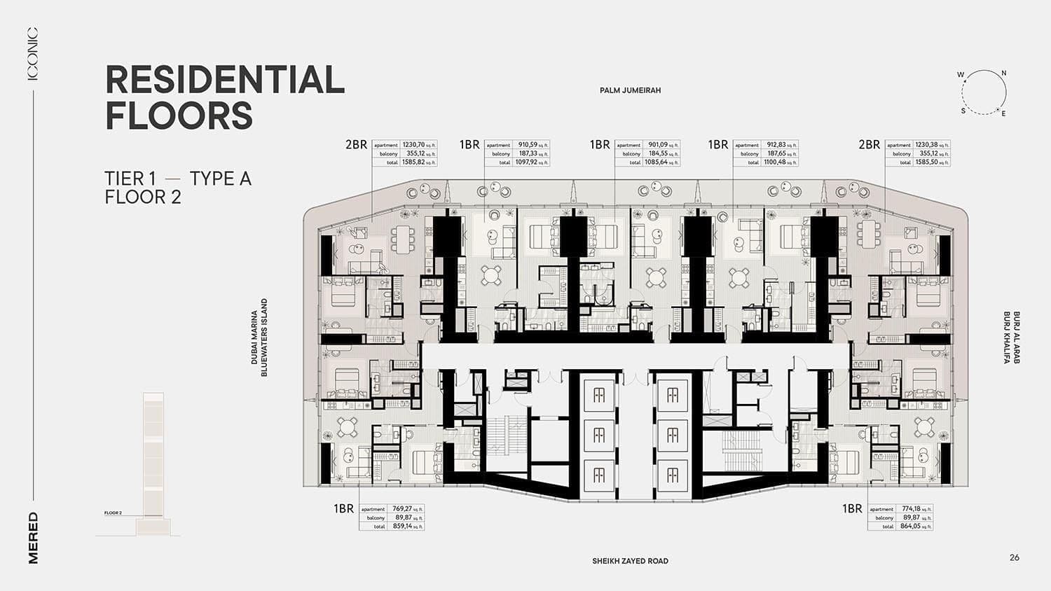 Iconic Tower Type A 2nd Floor Plan