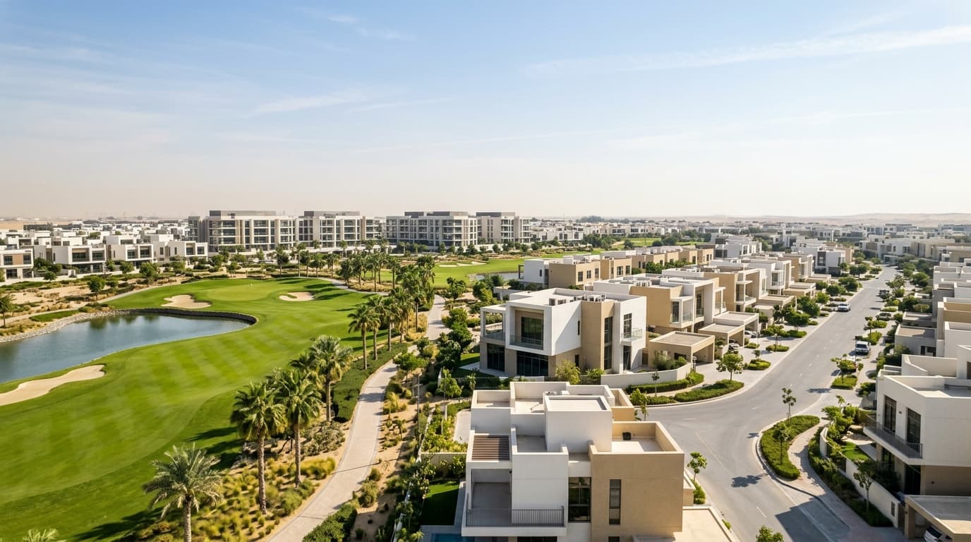 Luxurious villas in Emaar Properties' Dubai community with golf views.