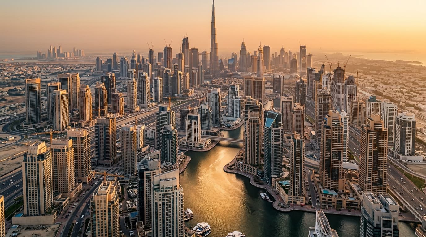 Dubai skyline showcasing luxury properties and vibrant city life.