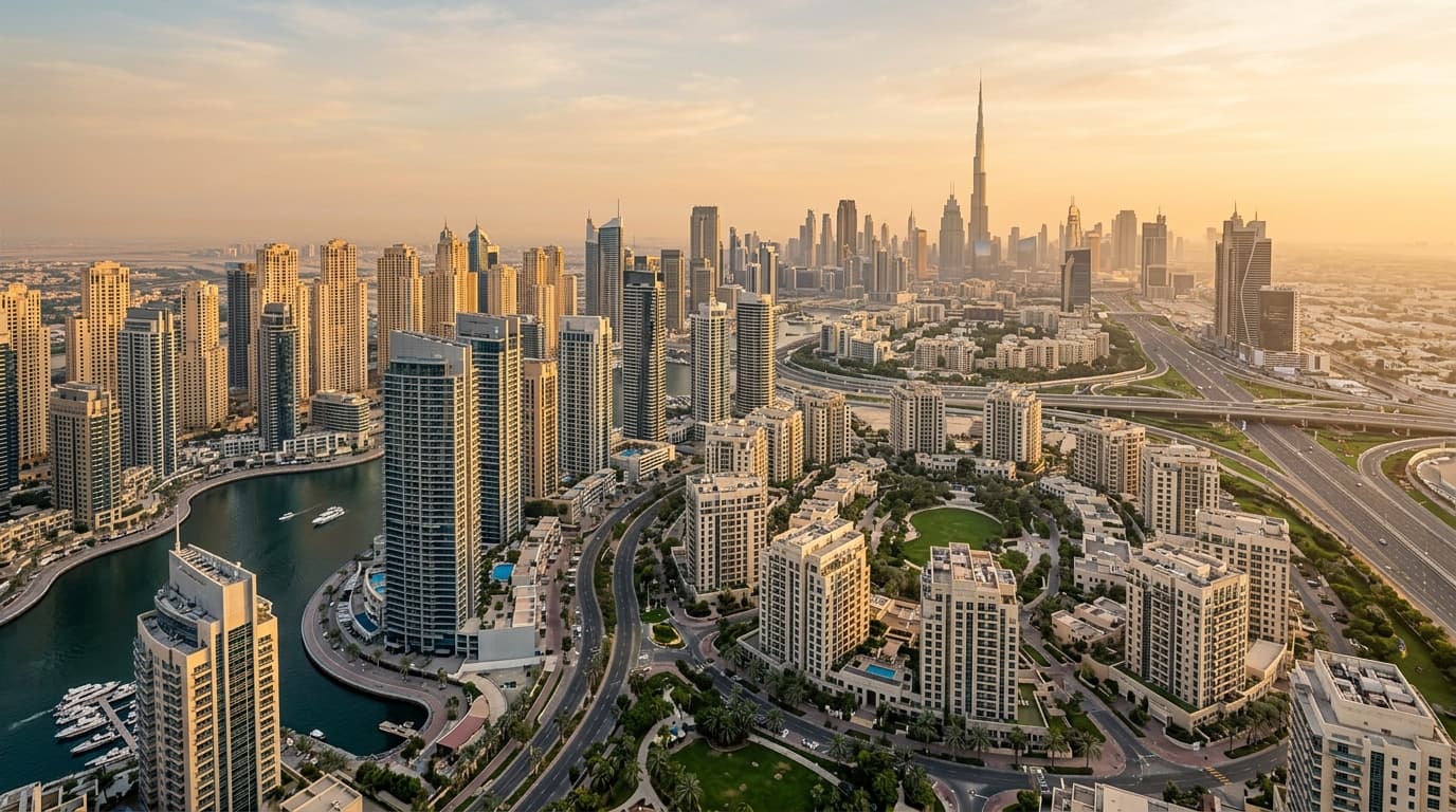Dubai skyline showcasing luxury real estate and vibrant city life.