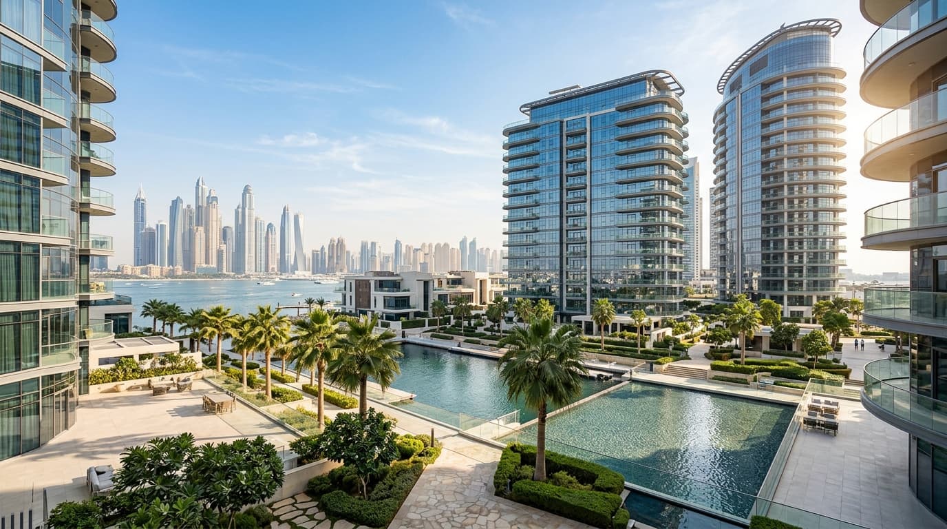 Luxurious Dubai skyline view from modern real estate development