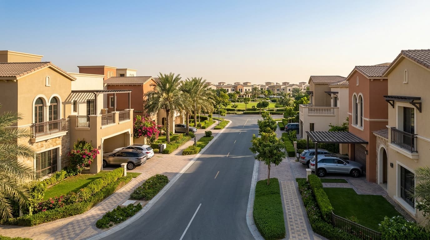 Scenic view of villas in Villanova, Dubai, showcasing investment potential.