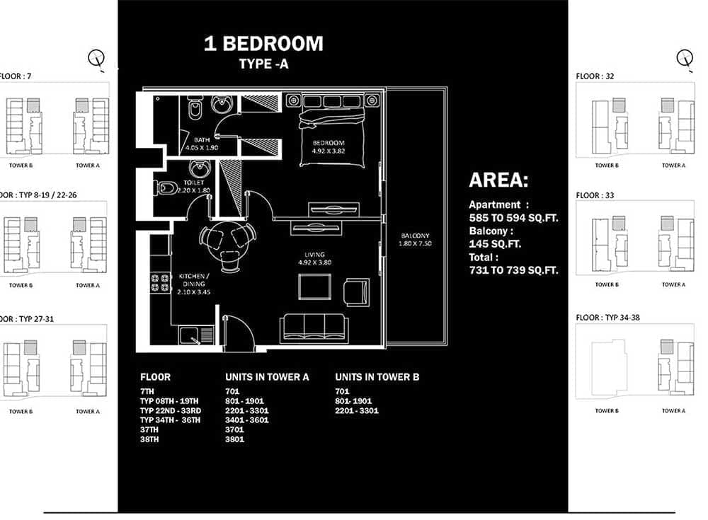 Elitz 1 Bedroom Type A Floor Plans