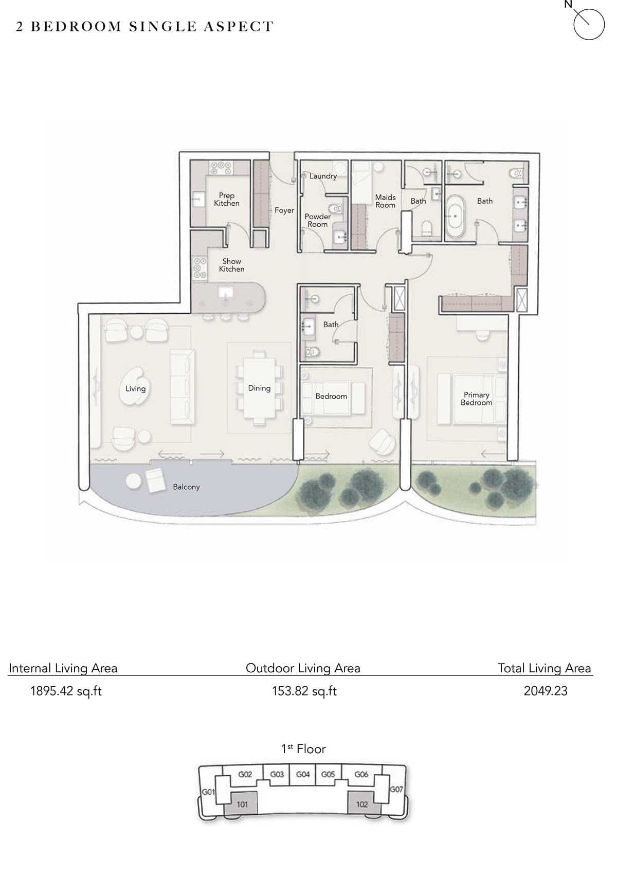 Ocean House 2 Bedroom Single Aspect Apartment Floor Plans