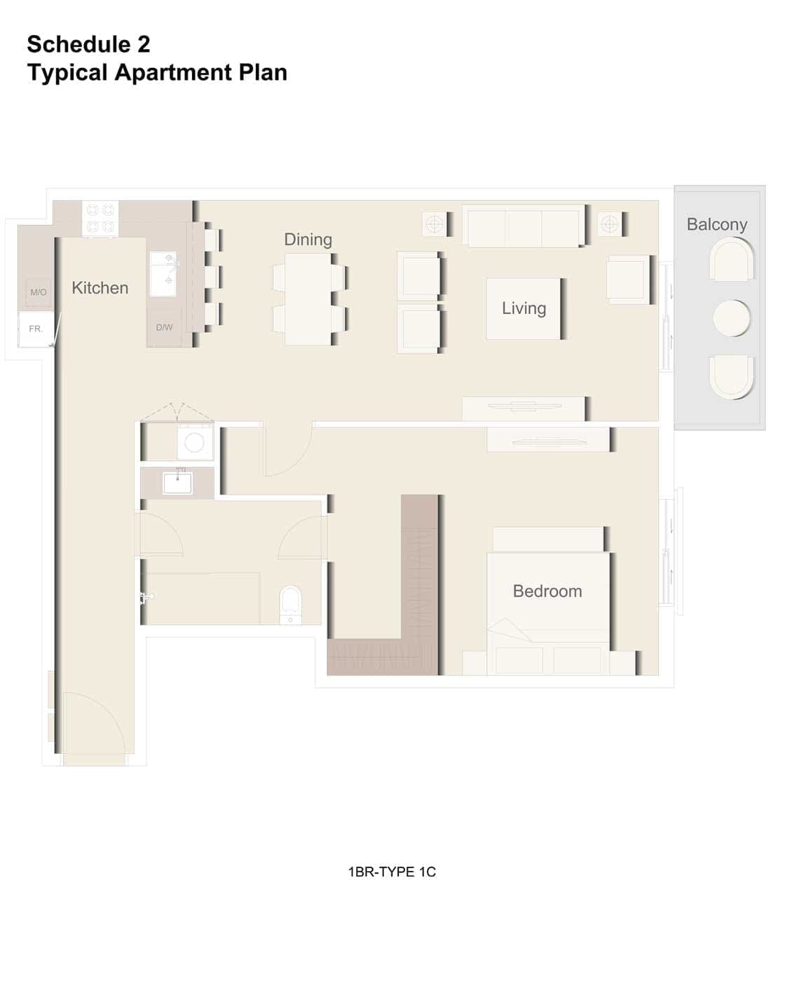 Eaton Place 1 Bedroom Apartment Type 1C Floor Plans
