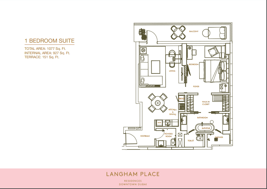 Langham Place 1 Bedroom Suite Floor Plans