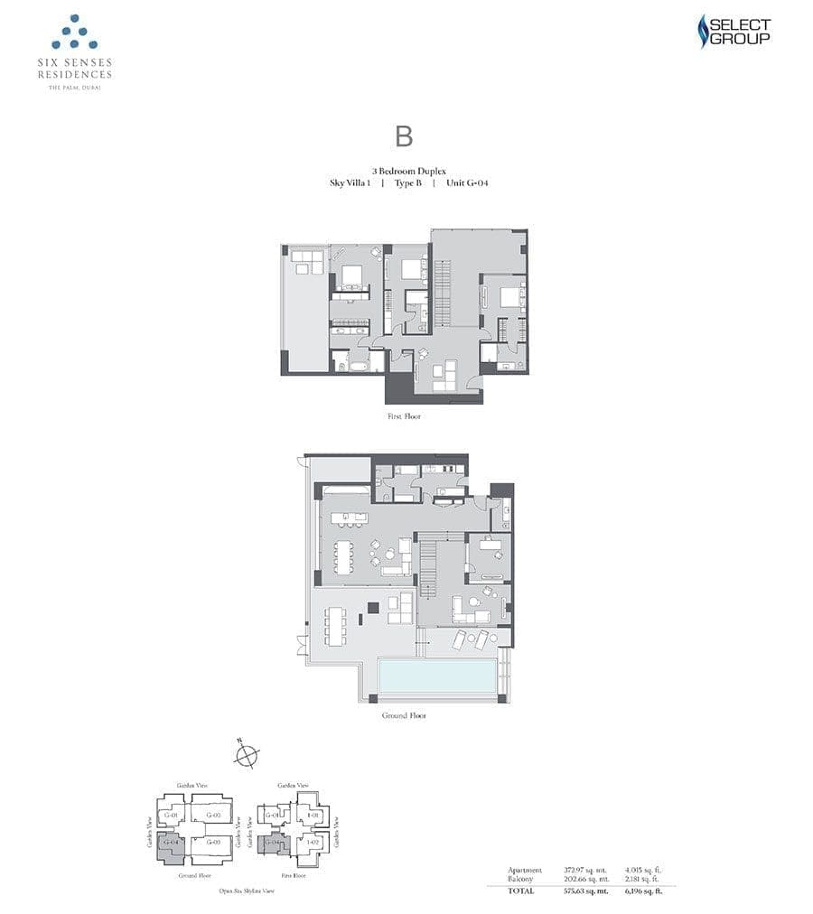 Six Senses Residences 3 Bedroom Duplex Type B Floor Plans