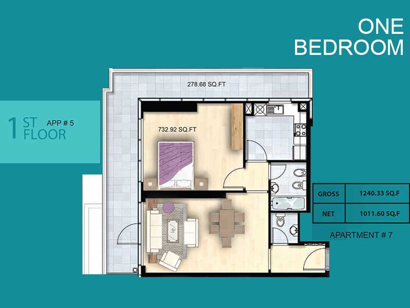 Al Manara Tower 1 Bedroom Apartment 07 Floor Plans