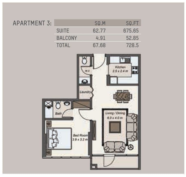 La Riviera 1 Bedroom Apartment 3 Floor Plans