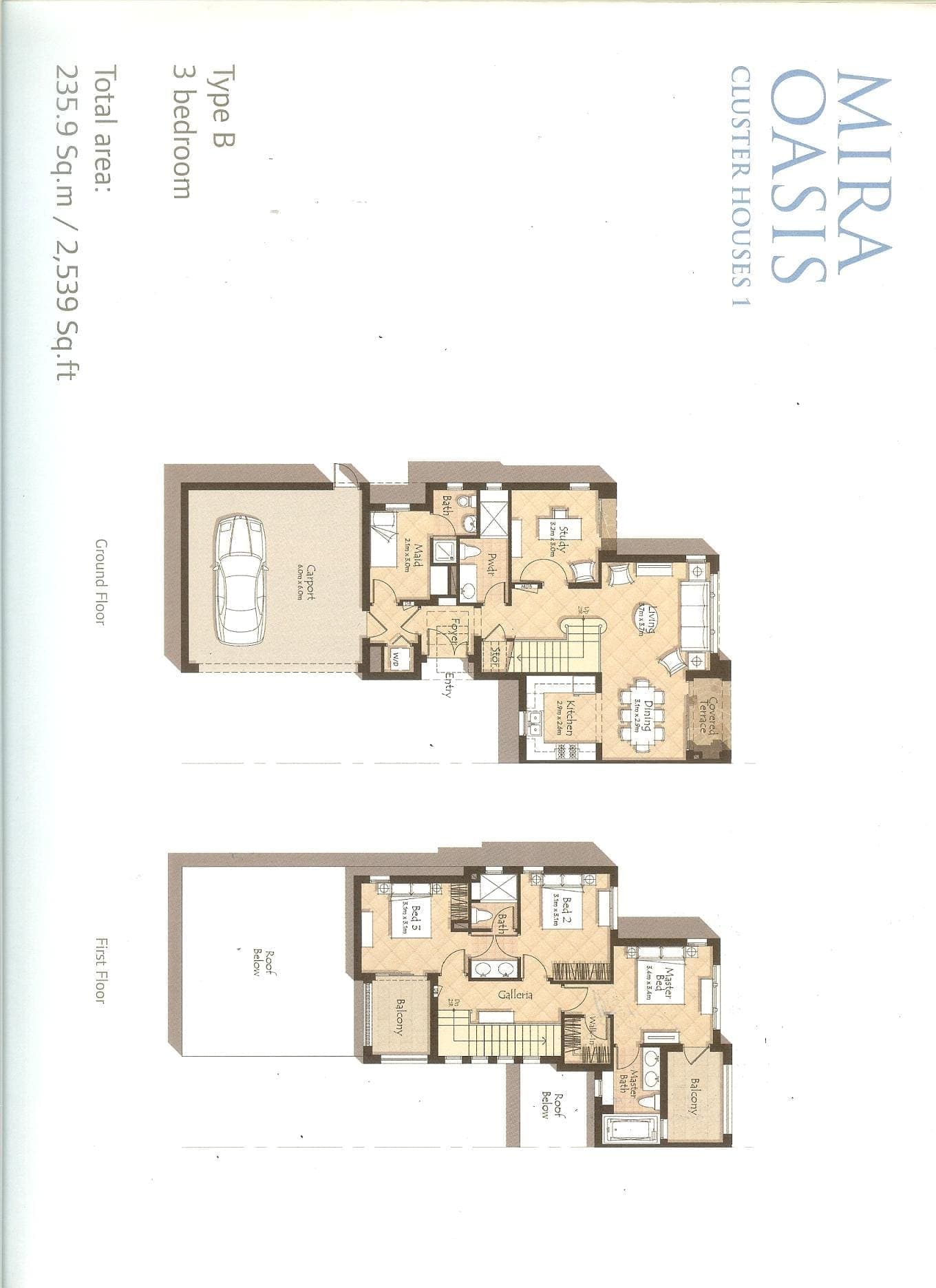 Mira Oasis 3 Bedroom Townhouse Type B Floor Plans