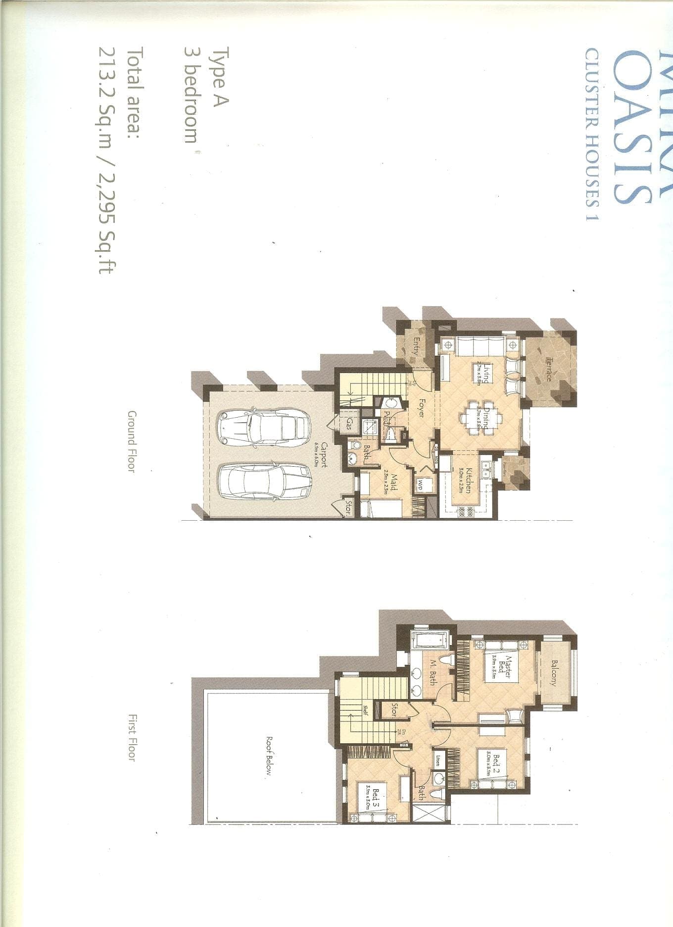 Mira Oasis 3 Bedroom Townhouse Type A Floor Plans