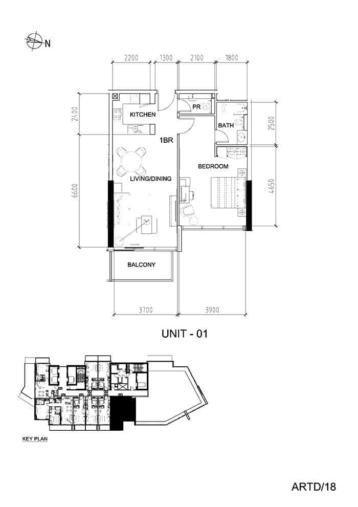 Artesia 1 Bedroom Apartment Unit 05 Floor Plans