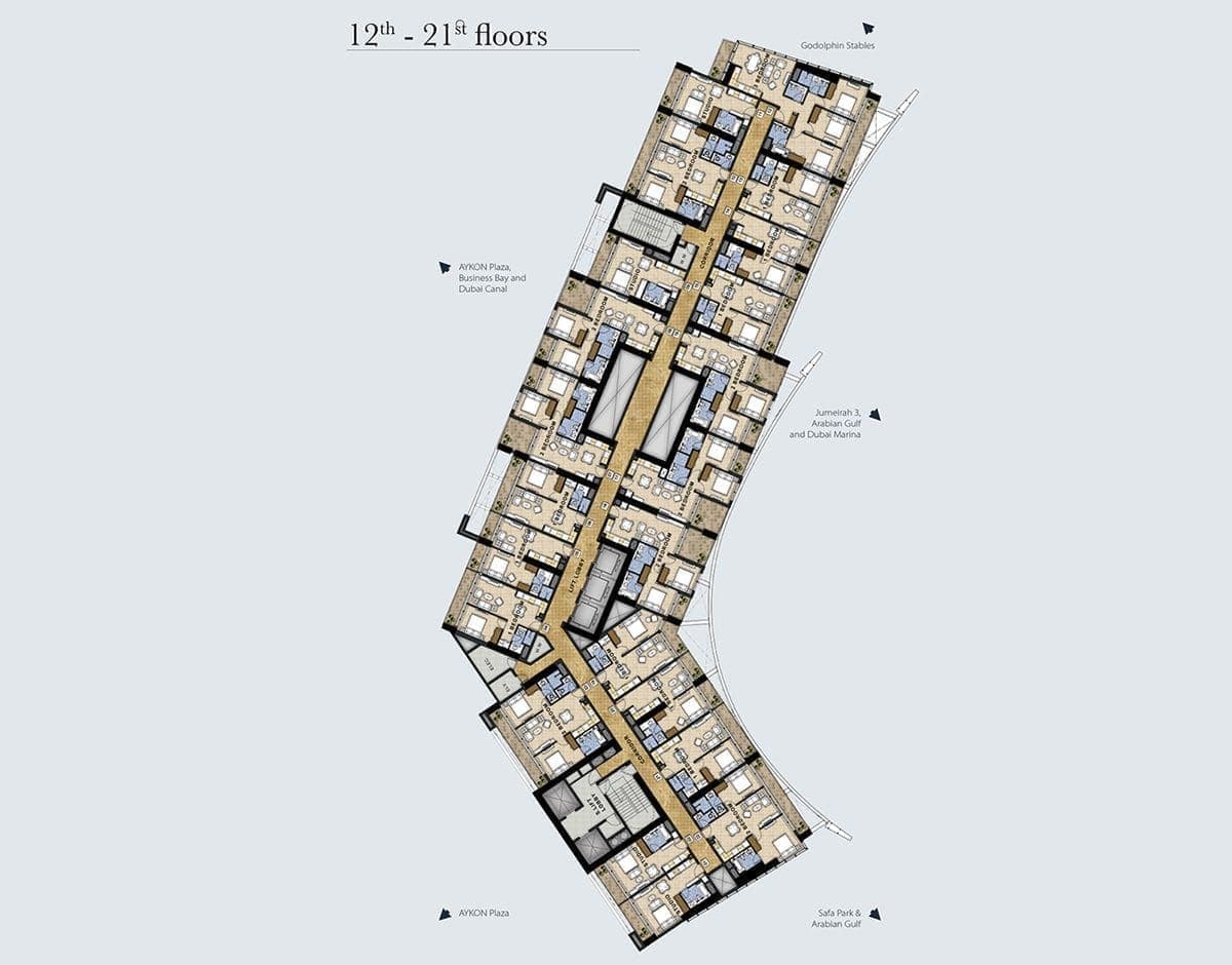 Aykon City Tower 12-21 Floor Plans