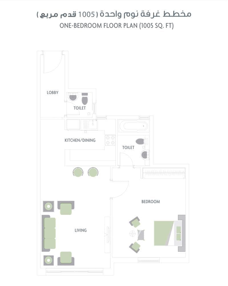 Canal Residence 1 Bedroom Apartment Floor Plan