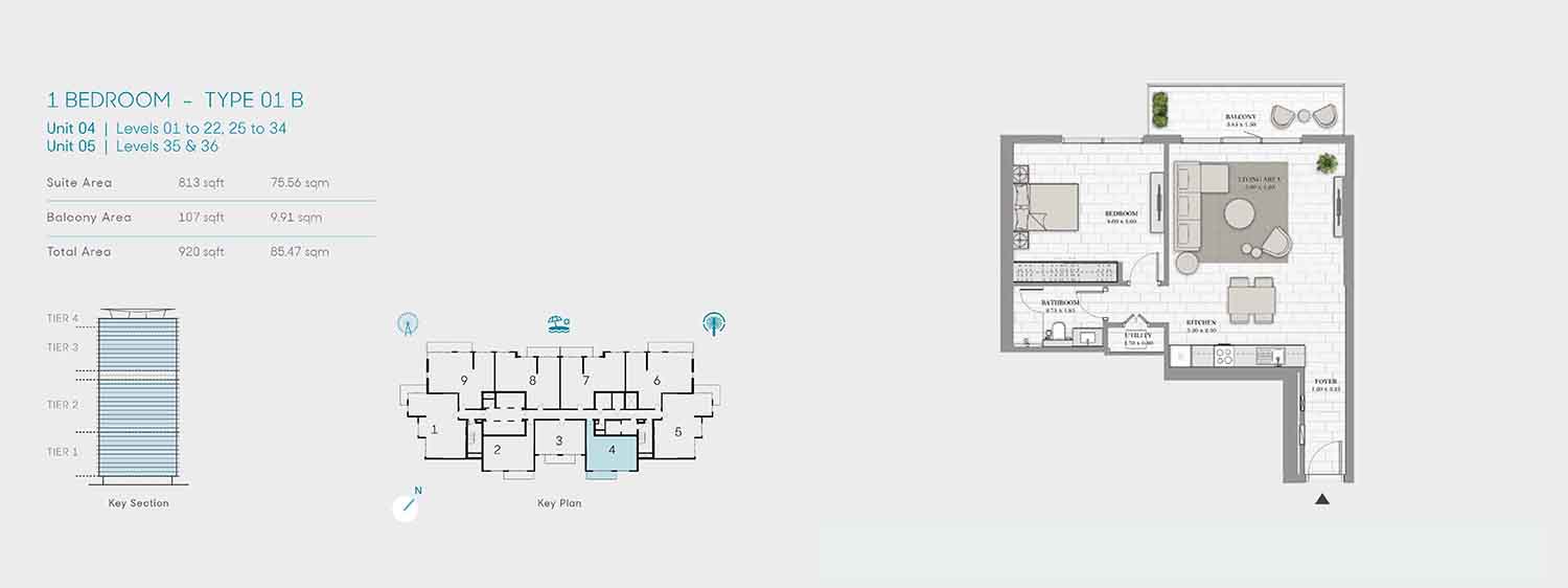 La Vie 1 Bedroom Apartment Type 01 B Floor Plans