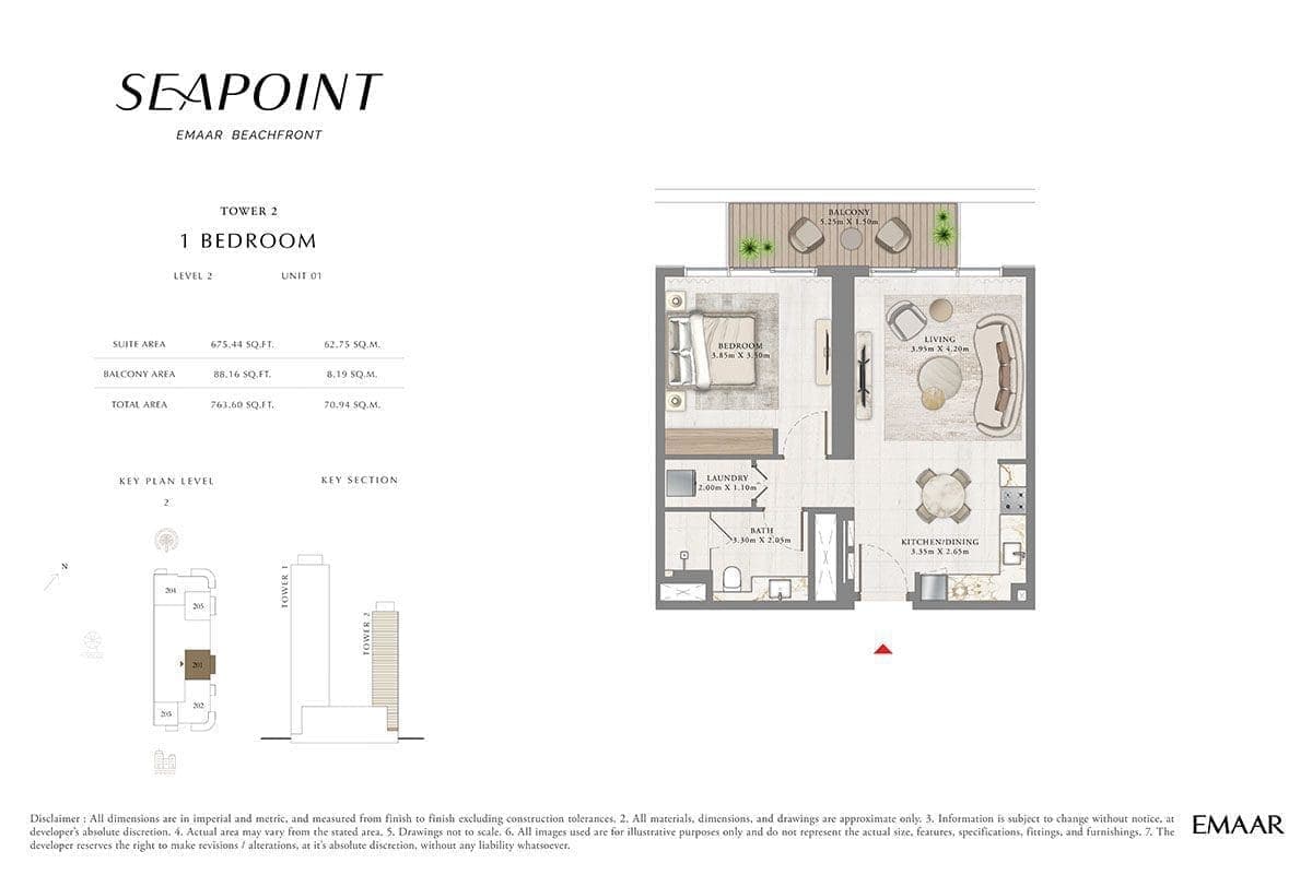 Seapoint Tower 2 - 1 Bedroom Level 2 Unit 01 Floor Plans