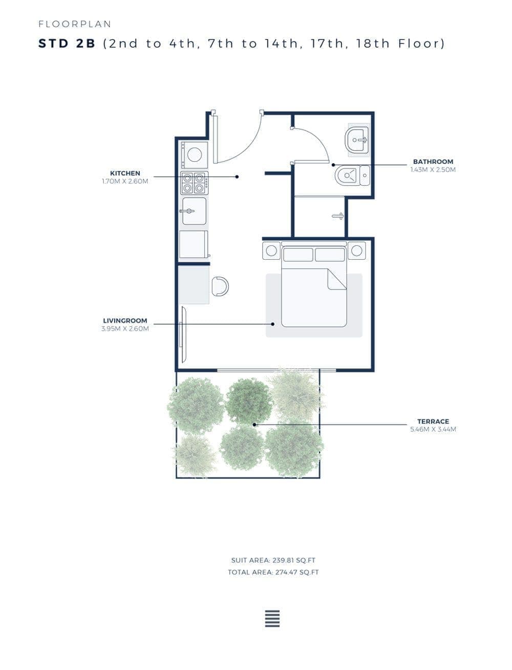 Azizi Creek Views 2 - Studio Apartment Type 2B Floor Plans
