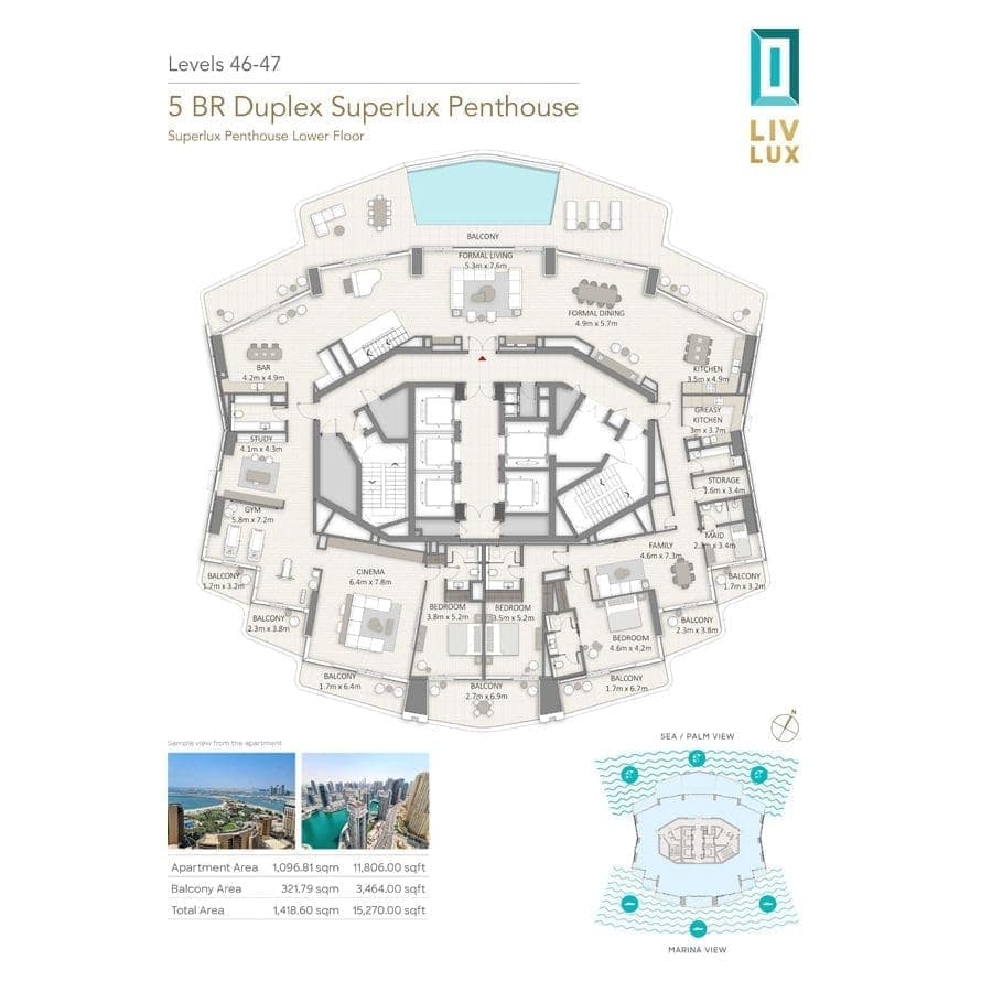 Liv Lux 5 Bedroom Duplex Superlux Penthouse Lower Floor Plans