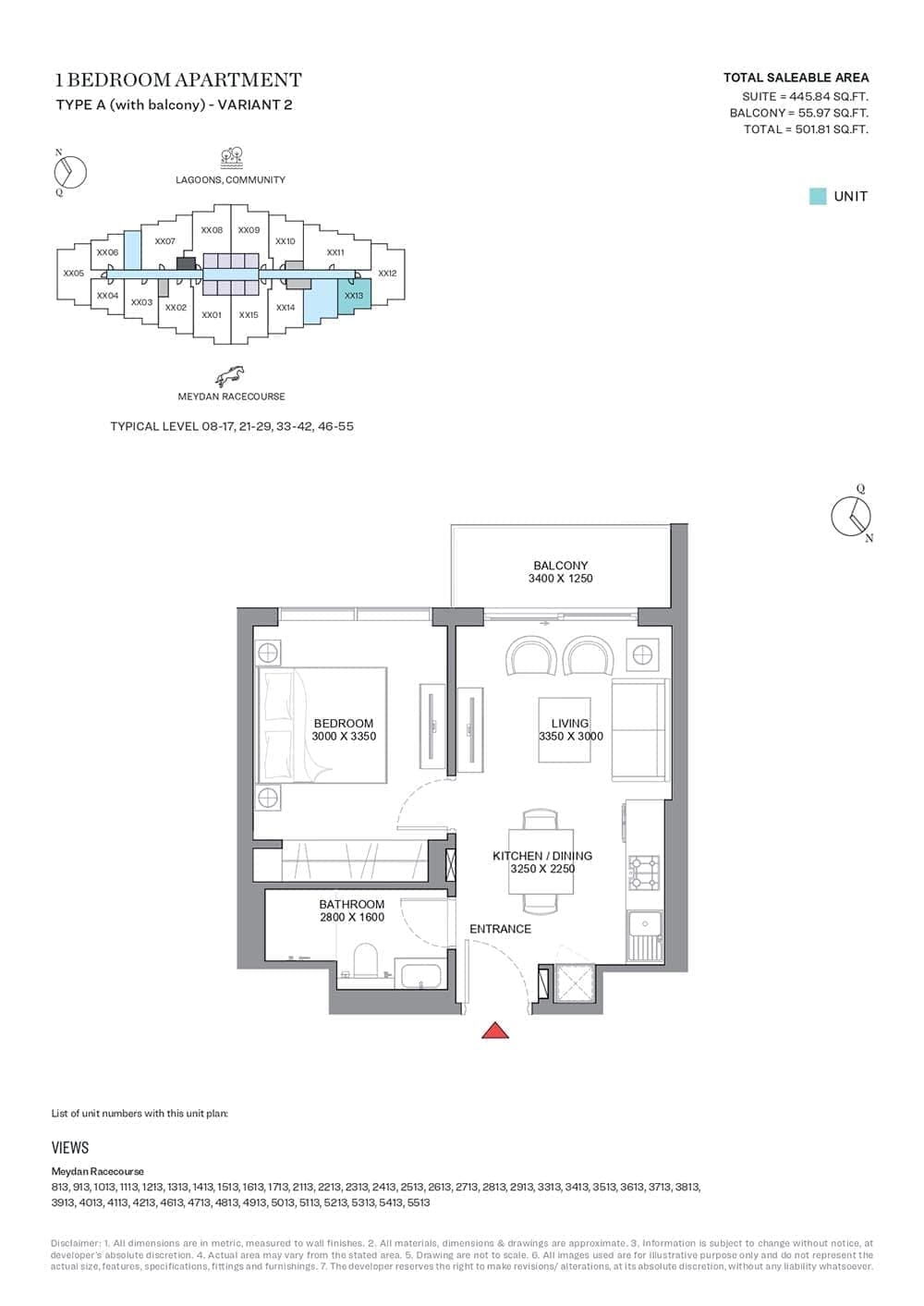 330 Riverside Crescent 1 Bedroom Apartment Type A Variant 2 Floor Plans