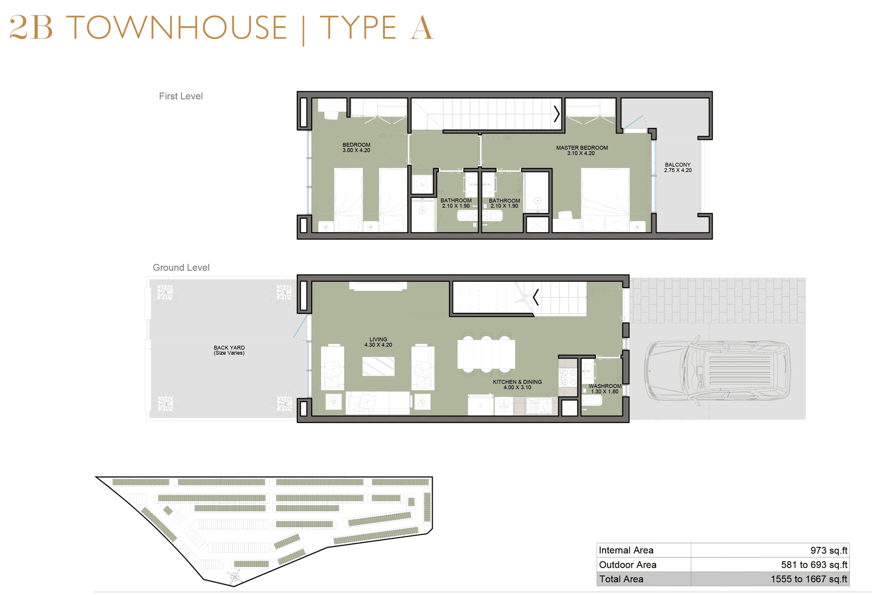 Bianca 2 Bedroom Townhouse Type A Floor Plans