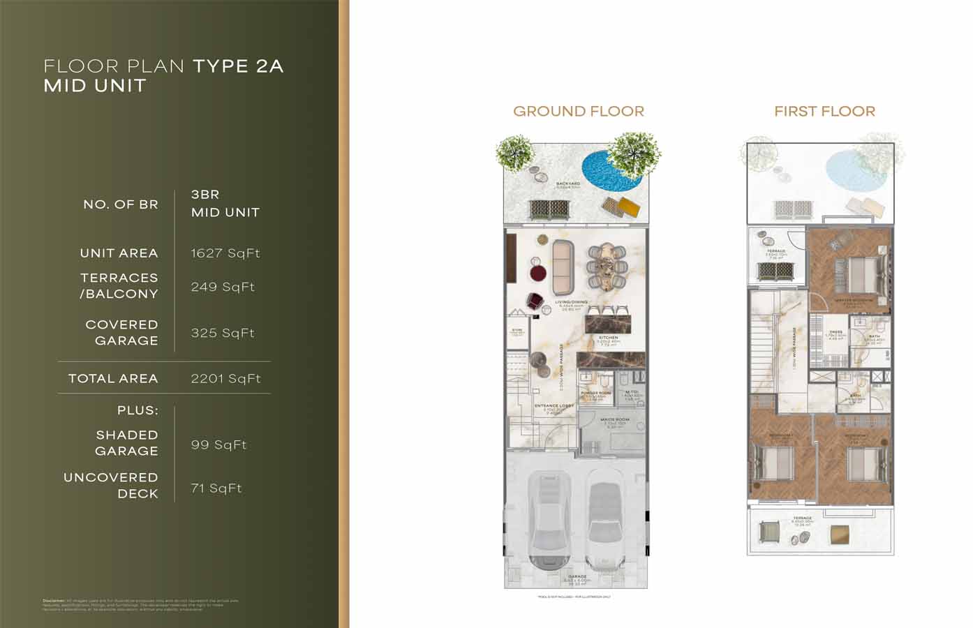 Jasmine Lane 3 Bedroom Townhouse Type 2A Mid Unit Floor Plan