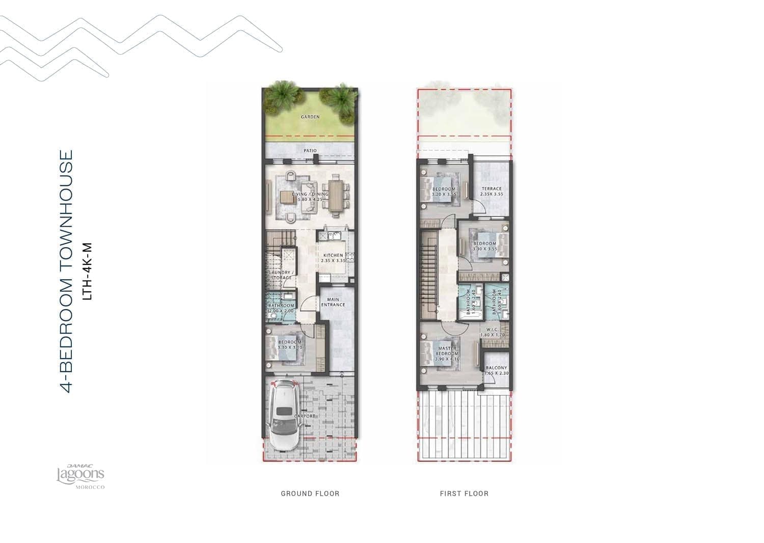 Morocco 4 Bedroom Townhouse Type LTH-4K-M Floor Plans