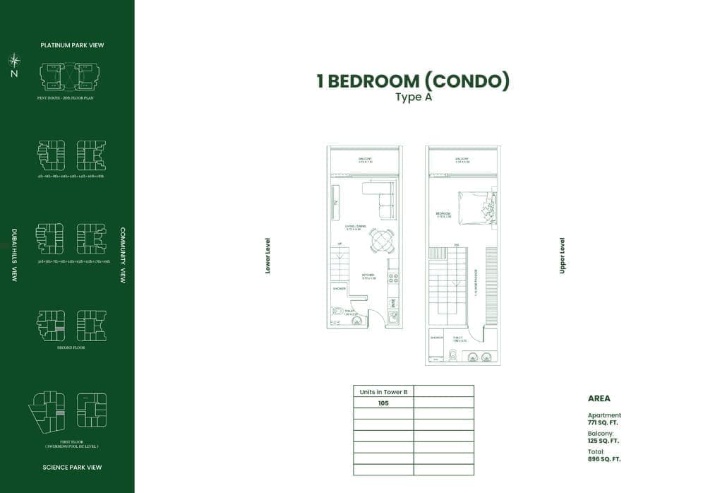 Danube Opalz 1 Bedroom Condo Type A Floor Plans