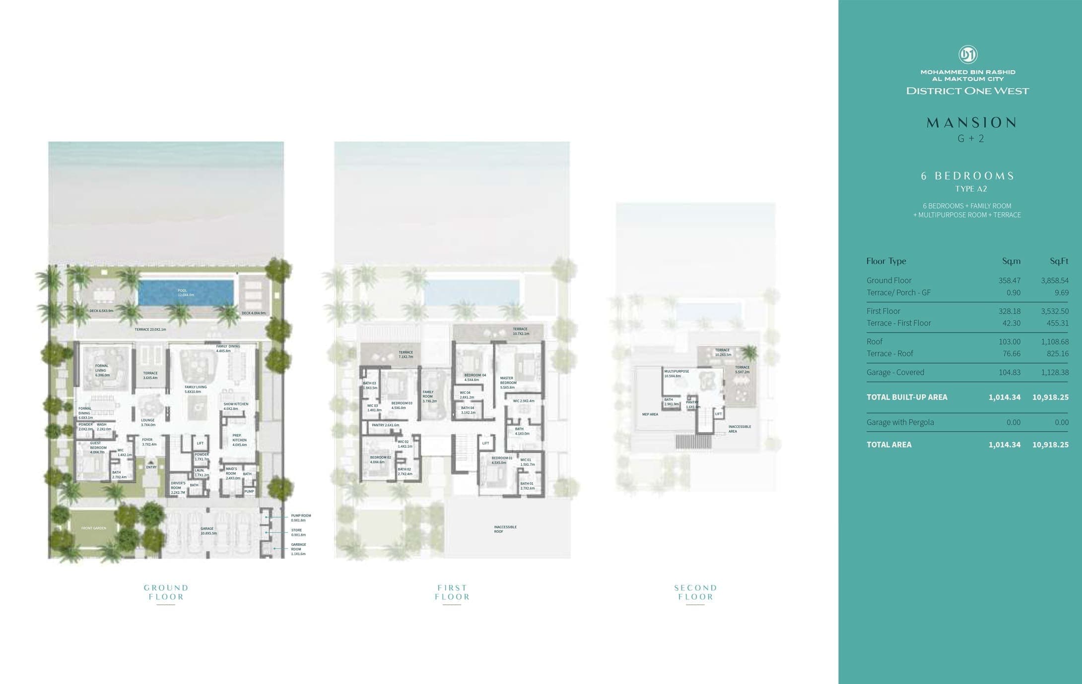 District One West 6 Bedroom Villa Type A2 Floor Plans