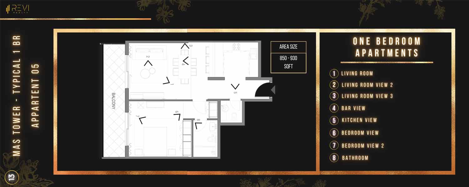 MAS Tower 1 Bedroom Apartment Floor Plans