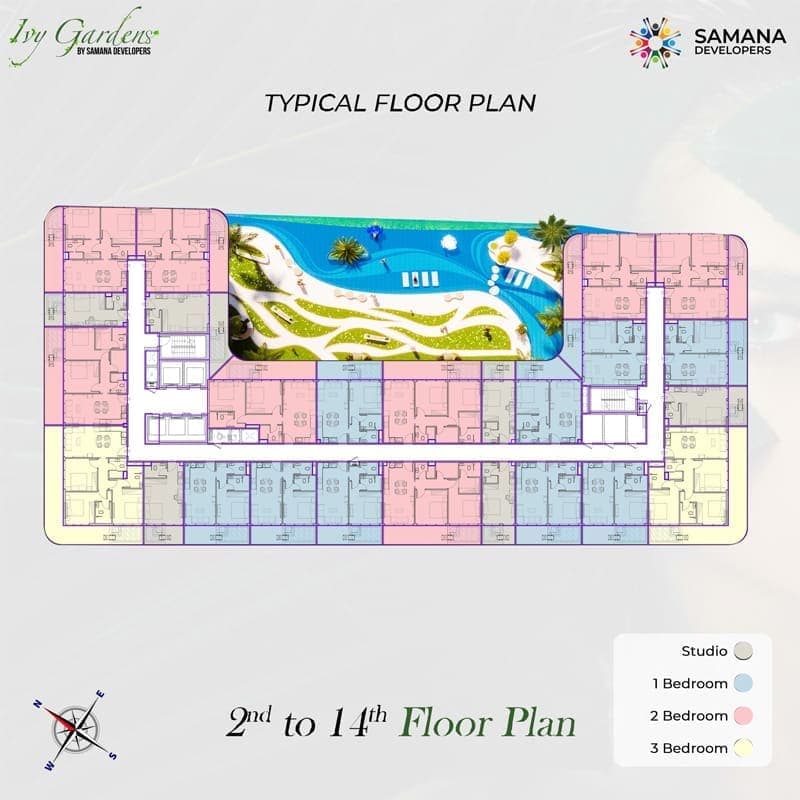 Samana IVY Gardens 2 to 14 Floor Typical Floor Plan