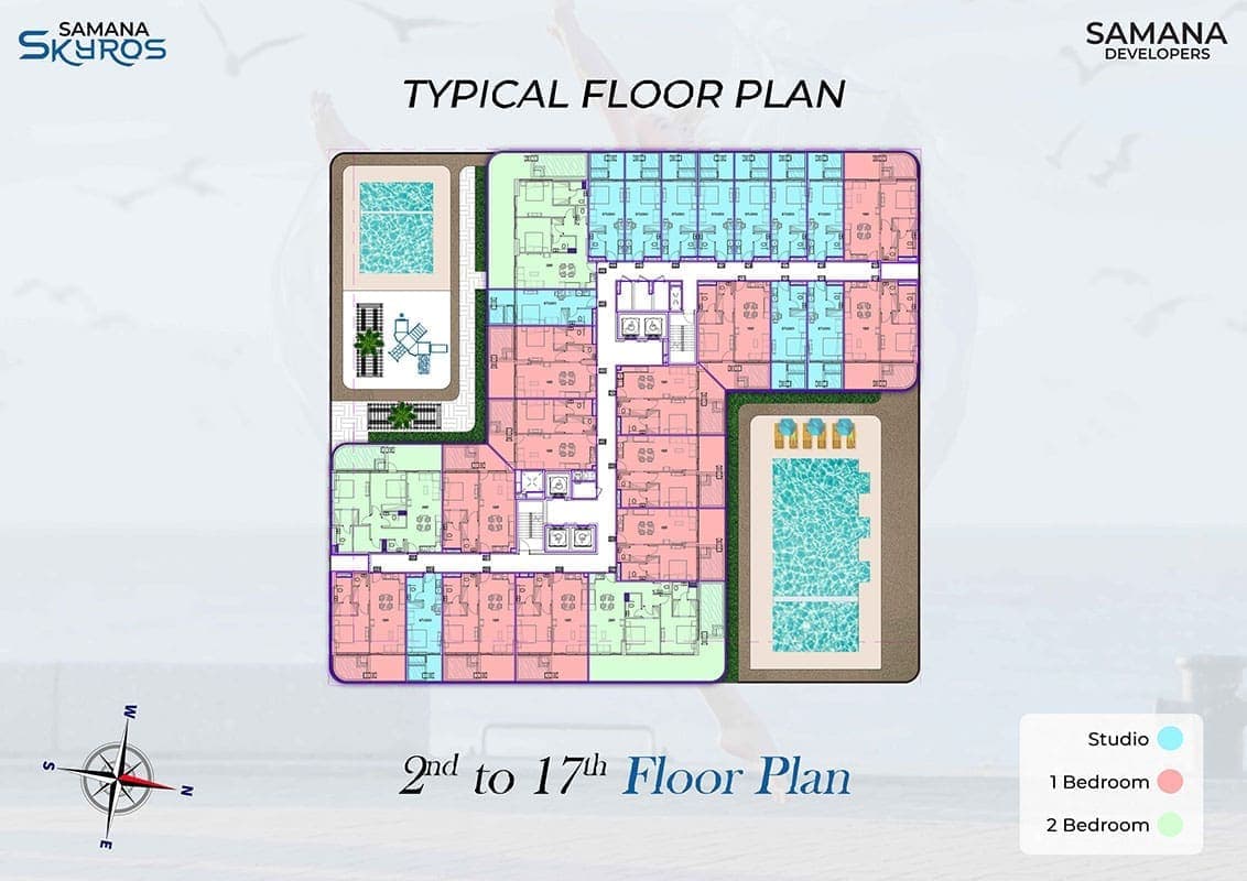Samana Skyros 2nd to 17th Floor Typical Floor Plan