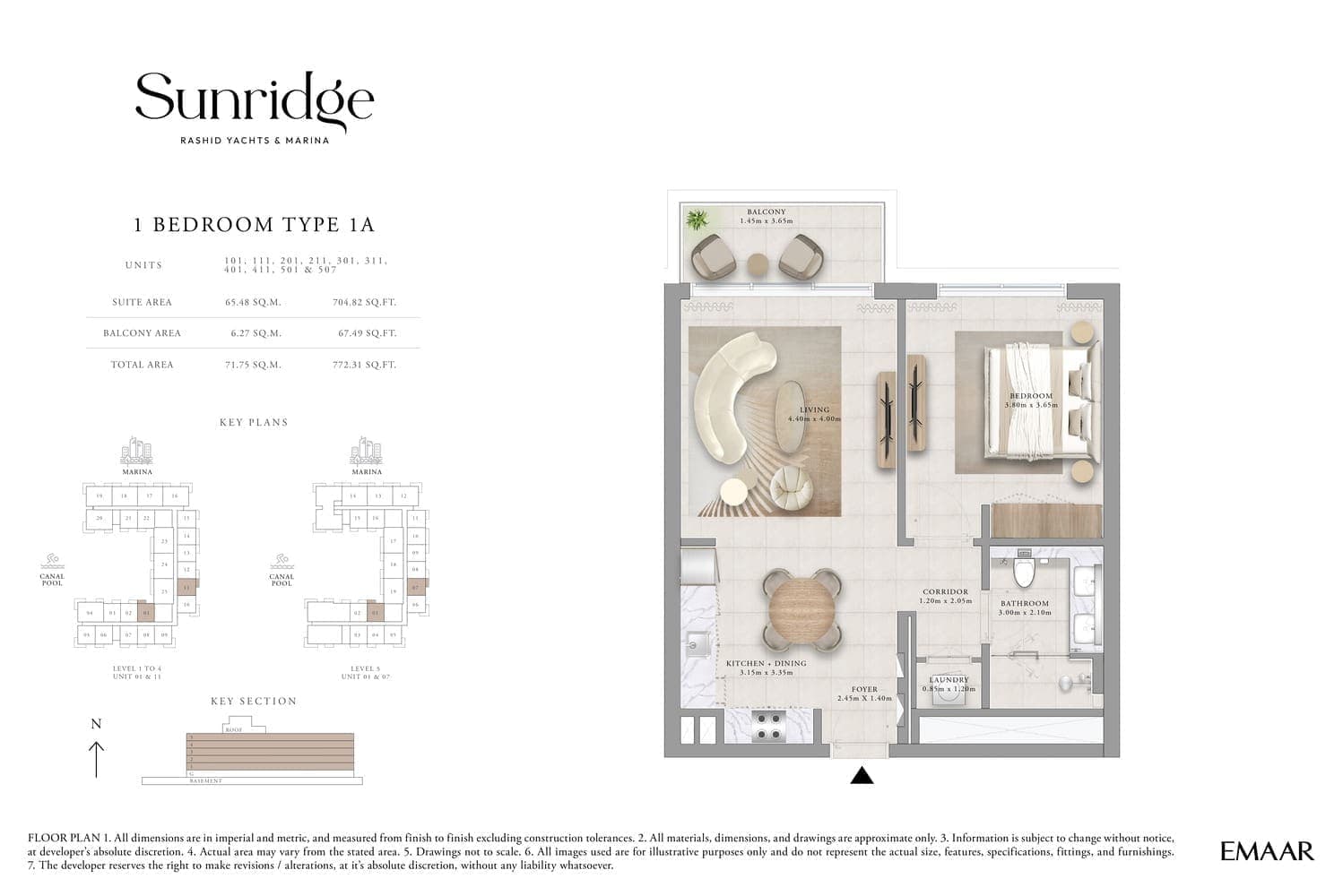 Sunridge 1 Bedroom Apartment Type 1A Floor Plans