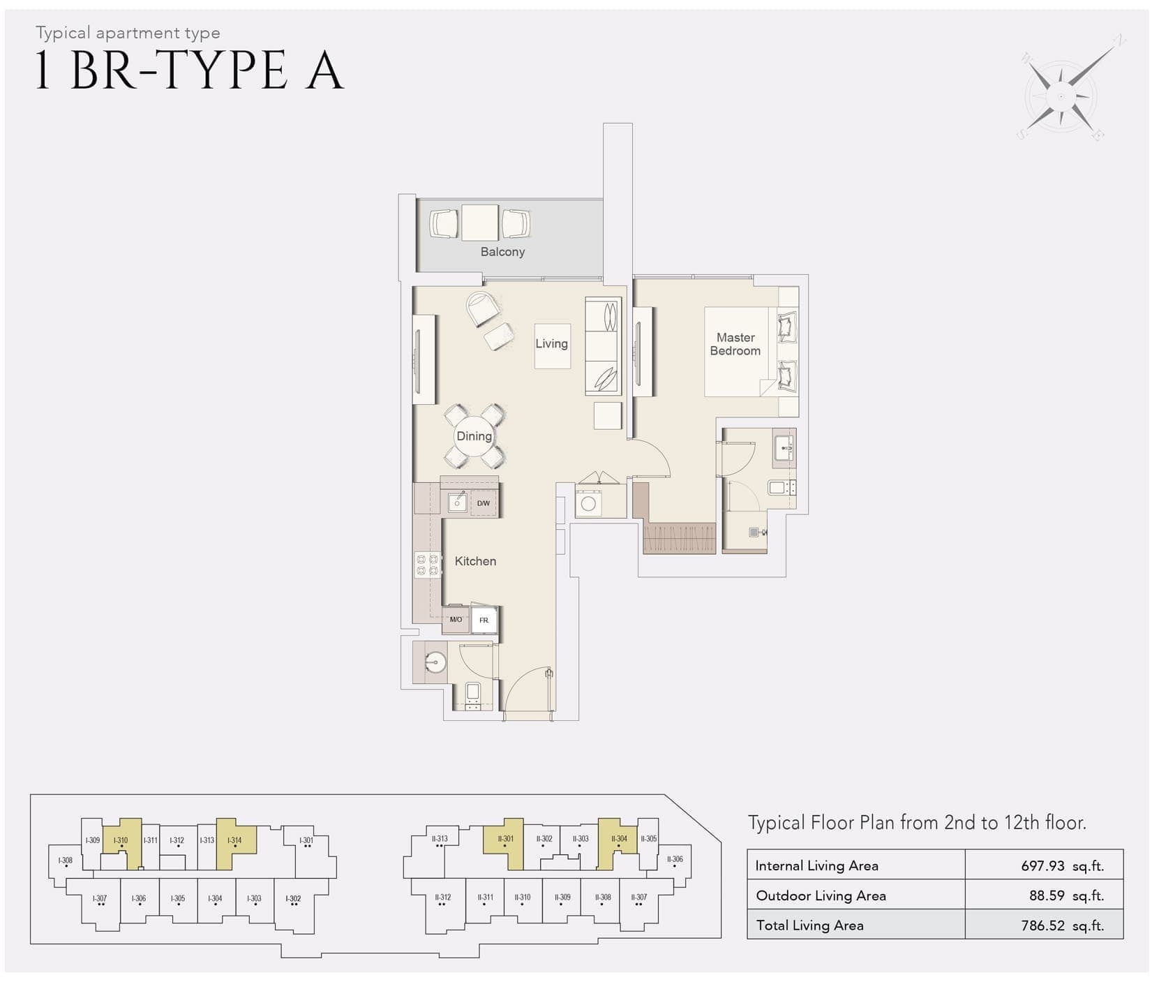 Wilton Park Residences 1 Bedroom Type A Floor Plan
