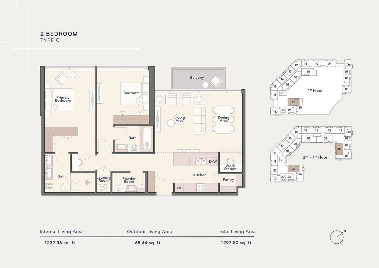 Ellington Arbor View 2 Bedroom Apartment Type C Floor Plan