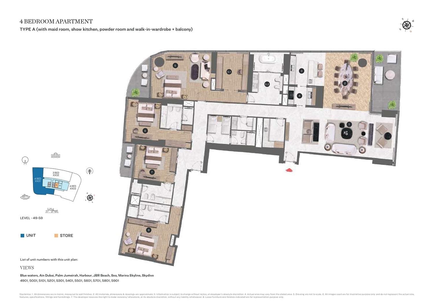 Sobha Seahaven Sky Edition 4 Bedroom Apartment Type A Floor Plan
