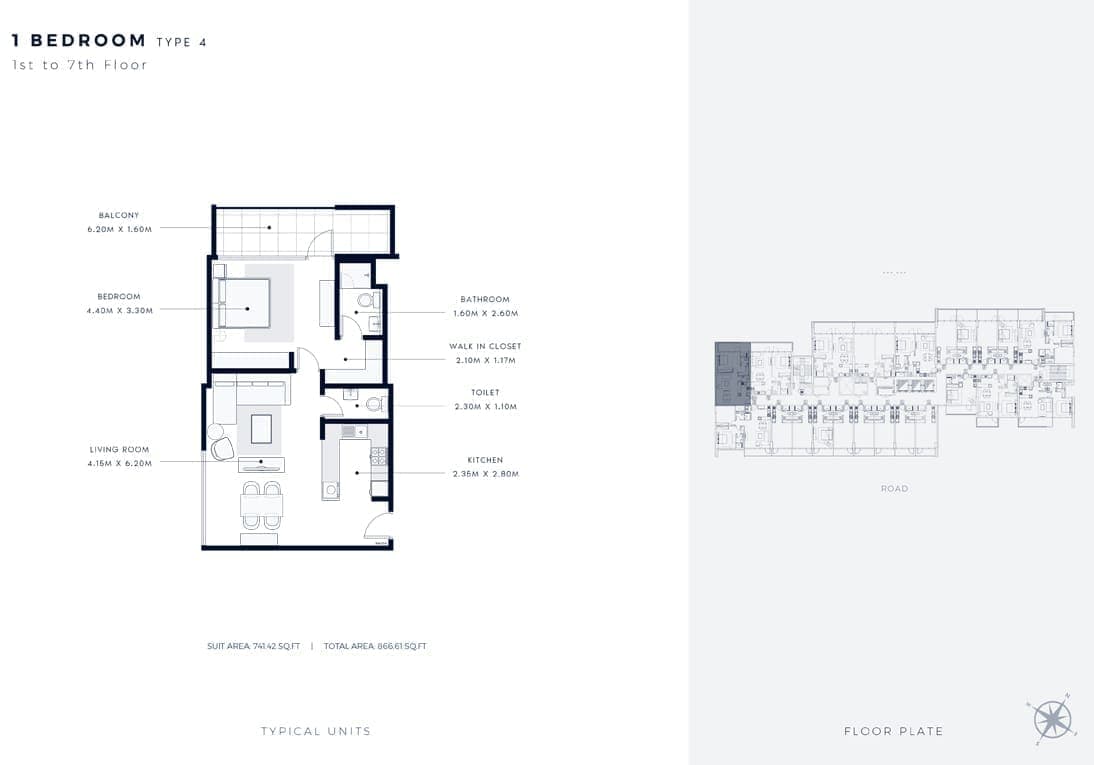 Azizi Vista 1 Bedroom Apartment Type 4 Floor Plan