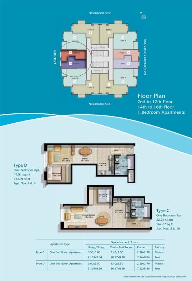 Hamilton Residency 1 Bedroom Apartment Type C & D Floor Plan
