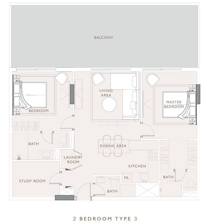 Oakley Square 2 Bedroom Apartment Type 3 Floor Plan