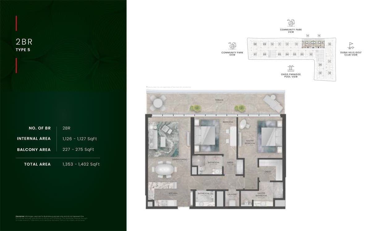 The Golf Residence 2 Bedroom Apartment Type 5 Floor Plan
