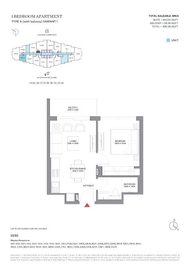 340 Riverside Crescent 1 Bedroom Apartment Type A Variant 1 Floor Plan