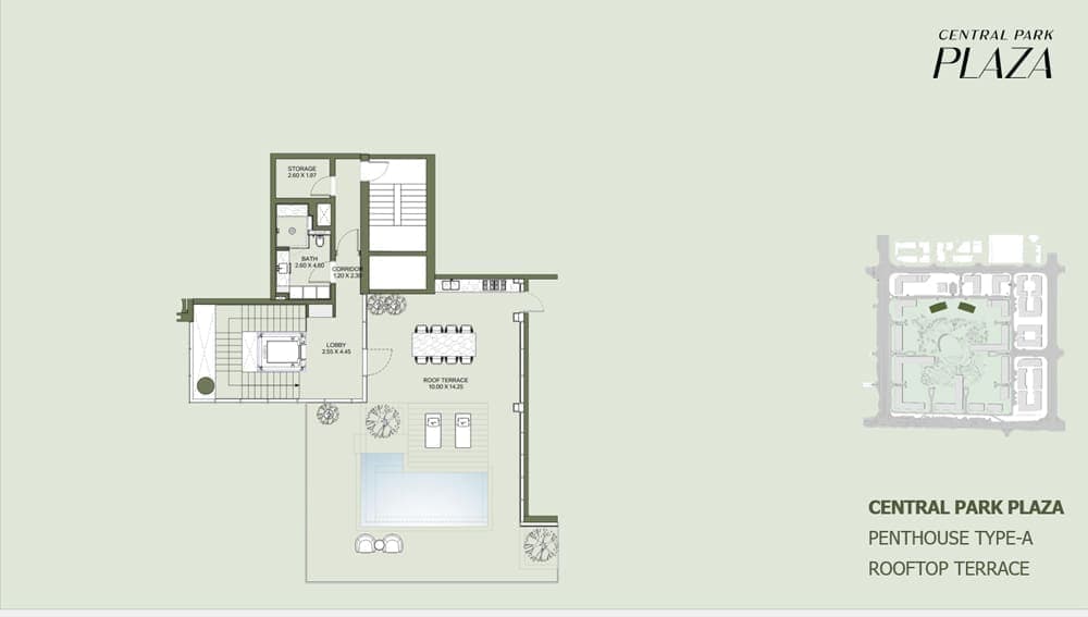 Central Park Plaza Penthouse Type A Rooftop Terrace Floor Plan