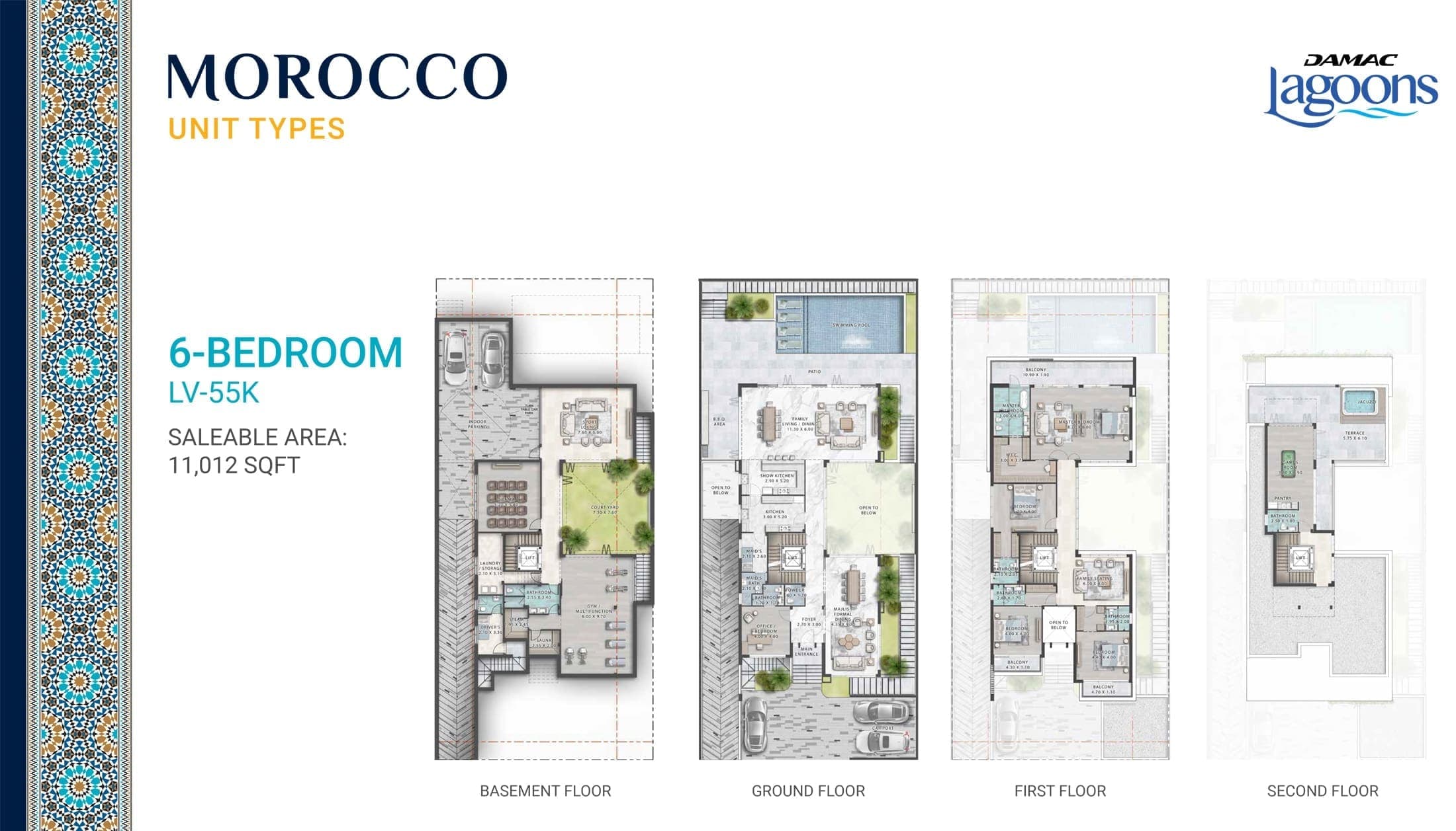 Morocco Phase 2 - 6 Bedroom Townhouse Type LV-55K Floor Plans