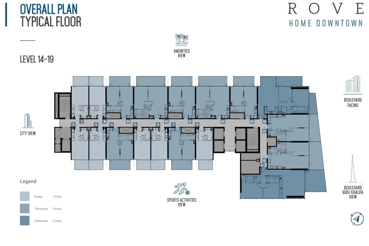 Rove Home 14th to 19th Floor Plan