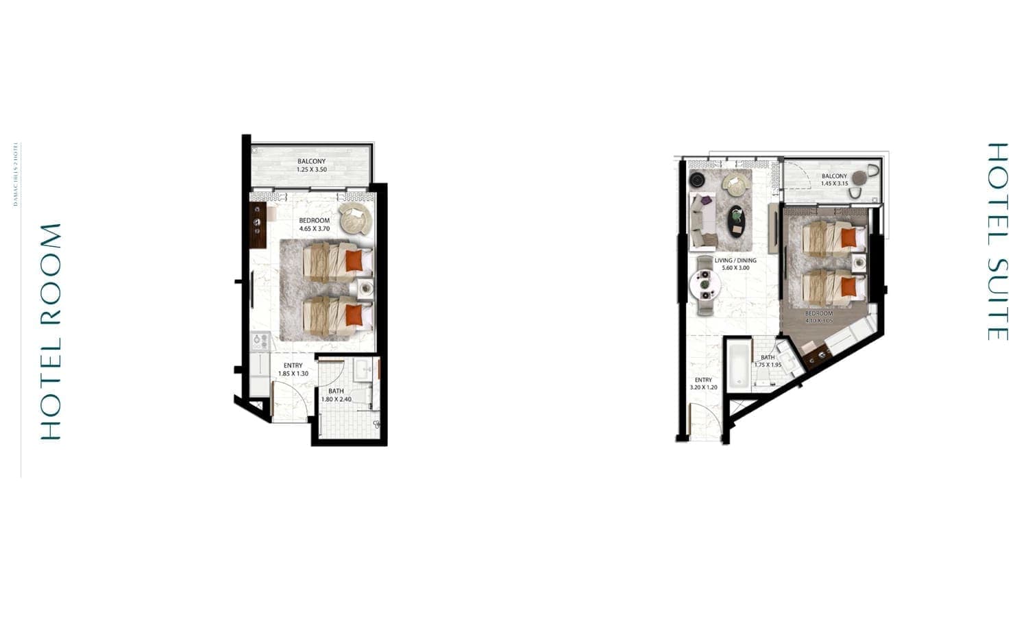 Edge by Rotana Hotel Room & Suite Floor Plan