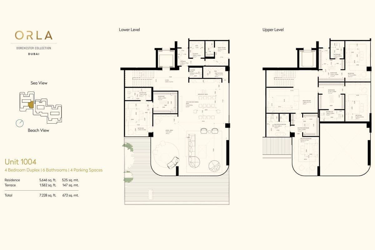Orla 4 Bedroom Duplex Unit 1004 Floor Plans
