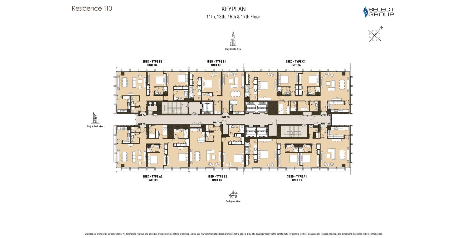 Residence 110 - 11, 13, 15 & 17 Floor Plan