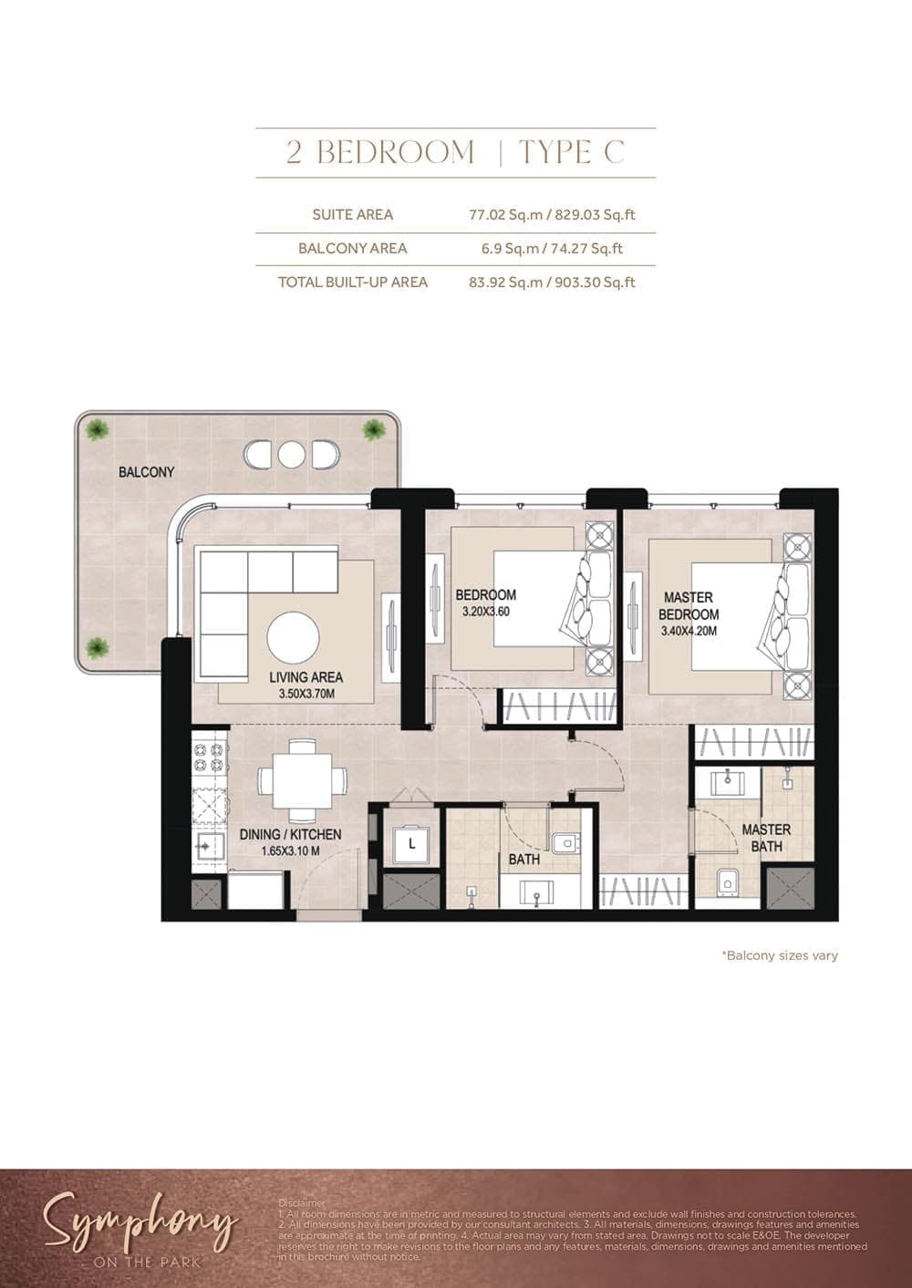 Symphony 2 Bedroom Apartment Type C Floor Plan