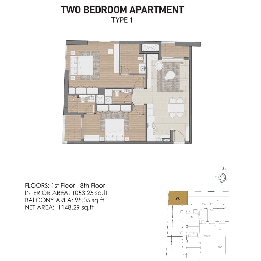 Concept 7 - 2 Bedroom Apartment Type 1 Floor Plan