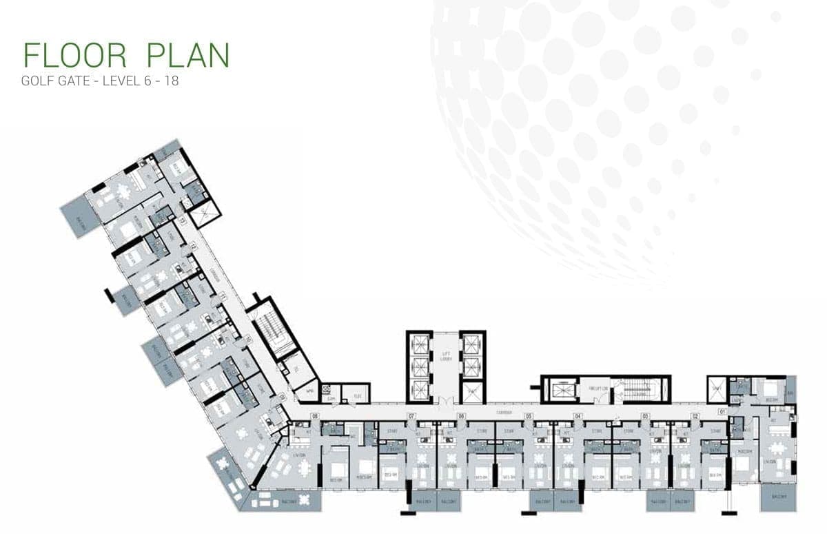 Golf Gate 6th to 18th Floor Plan